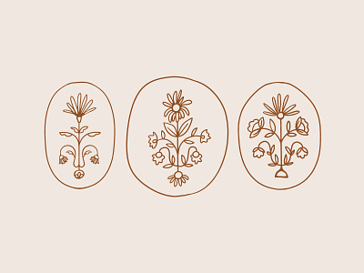 Wildflower Logo Badges bohemian boho brand design branding design hand drawn illustration logo logo design