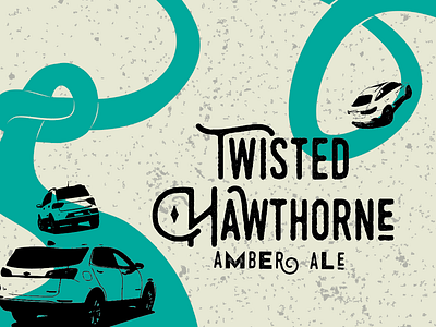 Twisted Hawthorne Amber Ale branding design digital painting illustration photoshop textured typography