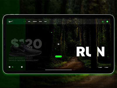 Nike - concept black concept conception design dribbbble green nike run web website white