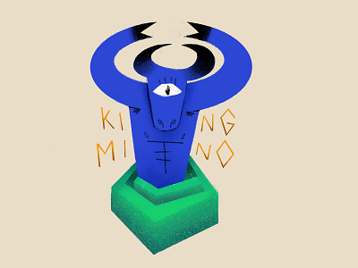 Minotaur! blue illustration mythology procreate texture type