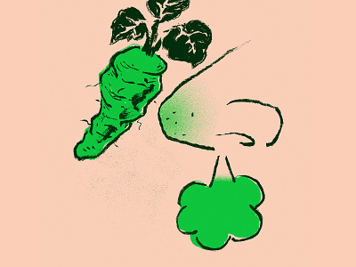 Wasabi food green illustration ink leaf nose spicy texture