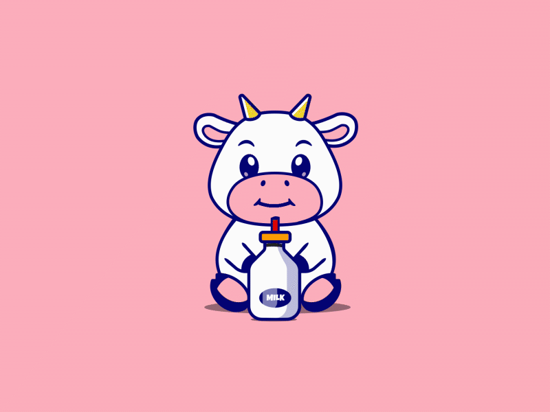 Cute Cow - Drinking Milk Animation