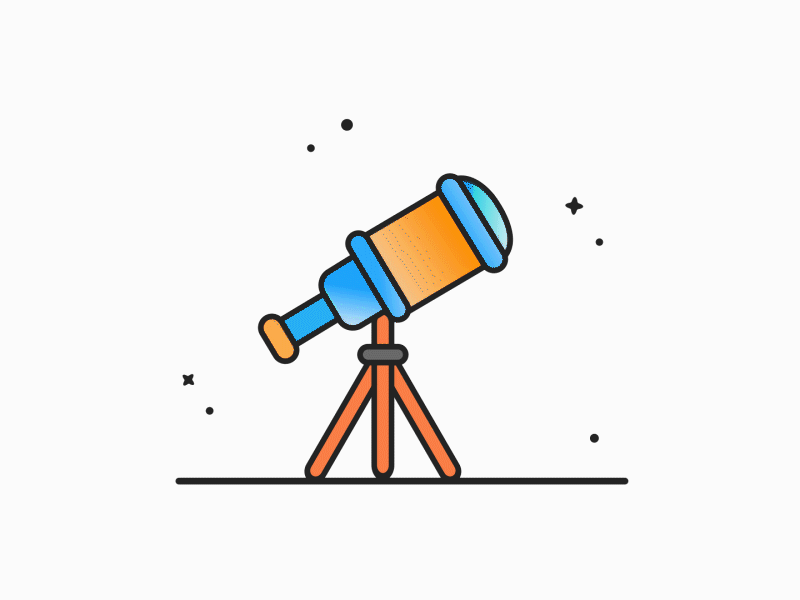 Telescope - Lottie Animation Inspiration 2d animation animator inspiration lottie lottiefiles minimal sheikh sohel telescope