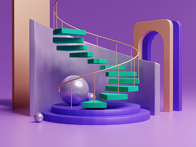 Spiral Stairs 3d blender gracious render shapes spiral stairs