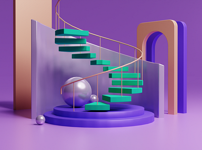 Spiral Stairs 3d blender gracious render shapes spiral stairs