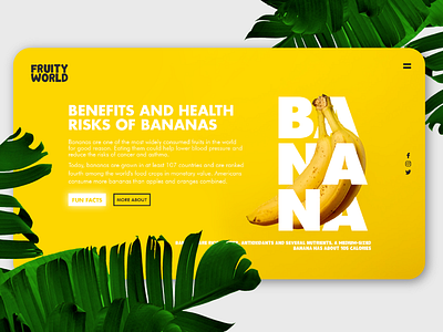 FruityWorld — Banana design trendy 2020 web fruity banana healthy interfacedesign ui design web app web site web trends webdesign webdesignagency webdesigner website design