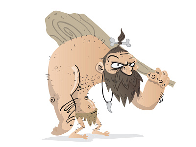 Caveman cartoon caveman character childrens book clean illustration illustrator kids illustration prehistoric vector