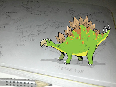 Stegosaur coming to life cartoon character dinosaur illustration kids cartoon mascot stegosaur vector