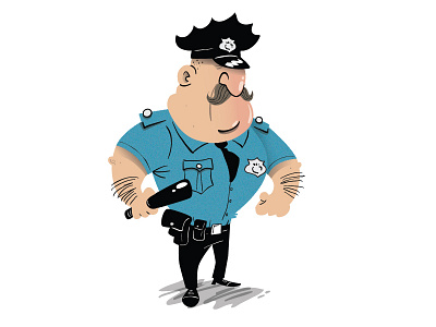 Cop design cartoon character clean illustration illustrator no outline vector