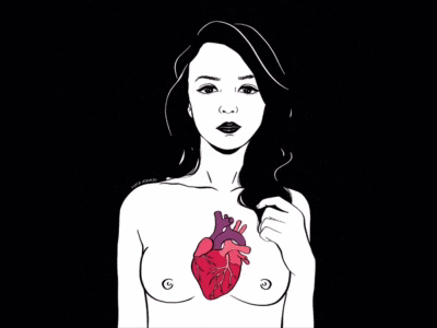 My heart is exploding digital illustration heart beat illustration women