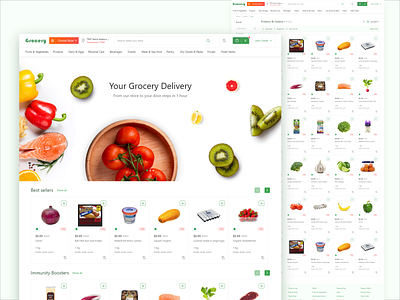 E-commerce Grocery Theme adobe xd aesthetic branding e comm flat colors interaction design product design ui uiux visual design