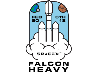 Illustration | Falcon Heavy Commemorative Patch adobe illustrator design elon musk falcon heavy illustration patch design rocket launch spacex tesla