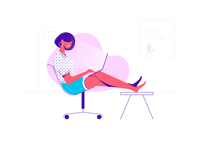 Creating Girl chair character creative design fashion female flat girl illustration laptop office people sitting vector women work write