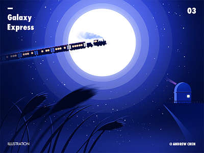 Galaxy Express design galaxy illustration night star train