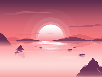 Sunrise over the sea design illustration sea sunrise ui