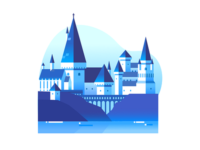 Hogwarts castle design harry harrypotter hogwarts icon illustration town ui vector