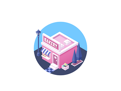 Bakery shop design food icon illustration isometric ui vector