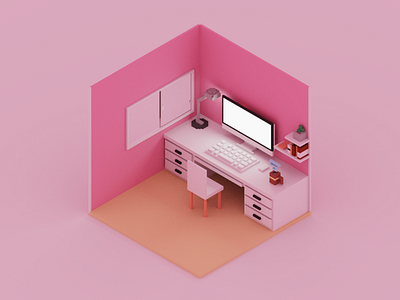 Pinkroom design icon illustration isometric pink ui voxel voxel art