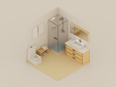 Bathroom design icon illustration isometric magicavoxel ui voxel voxelart