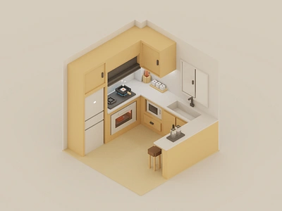 Kitchen design icon illustration isometric kitchen magicavoxel ui voxel voxelart