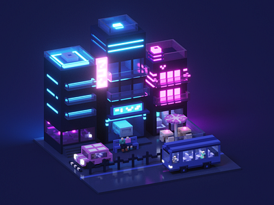 Night life 3d bar city design icon illustration isometric magicavoxel night night club night life ui urban voxel voxelart