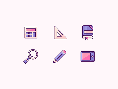 Stationery Icons book calculator design icon magnifier pen pencil reading ruler school staionery stationery design study tablet triangular ruler ui ux vector wacom