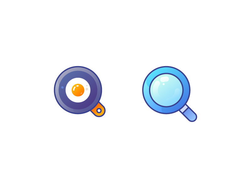 Q Icon fry magnifier letter q pan egg food logo ui illustration vector icon design