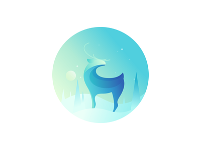 Deer animal brand deer design forest gradient icon illustration logo planet snow tree vector winter