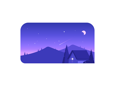 night comet design hill home house icon illustration moon night star vector