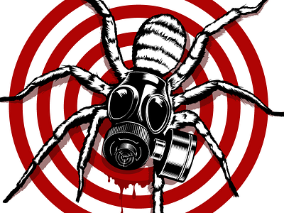 Mr Happy Gas gas mask illustration illustrator spiders