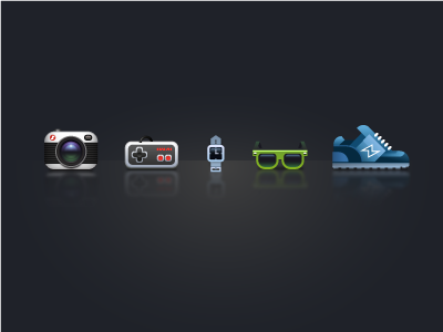 Some things camera game icons sneaker style sunglasses watch