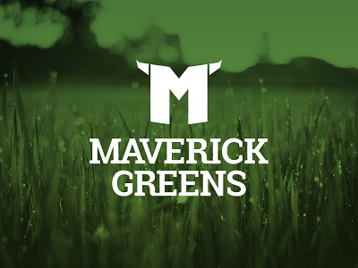 Maverick Greens Underground Sprinkler Specialists branding grass greens horns identity identity design lawn lawn care logo logo design m maverick monogram