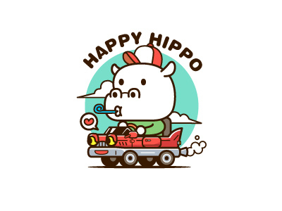 HAPPY HIPPO cartoon hippo illustration