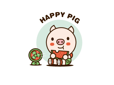 HAPPY PIG pig cartoon illustration