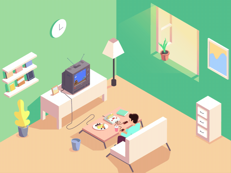 Childhood summer animation 2.5d isometric