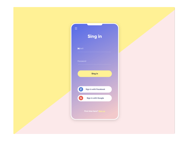 Sign in screen gif gradient mobile app sign in sign up start screen ui ux