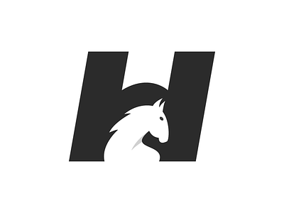Horse black horse negative space simple smart typography