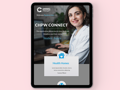 CHPW Connect Tablet App ui web design