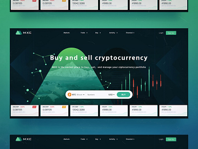 Design of digital currency exchange official website header for black blockchain data exchange green index log in mountain red sign up starry sky transaction