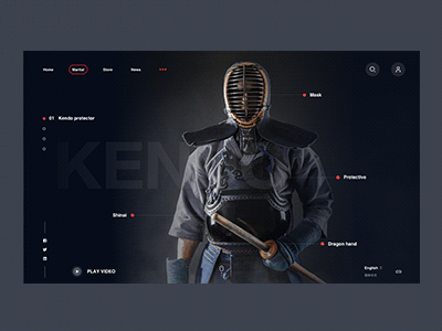 Kendo web page black character choice experience gif interface kendo landing language page switching user