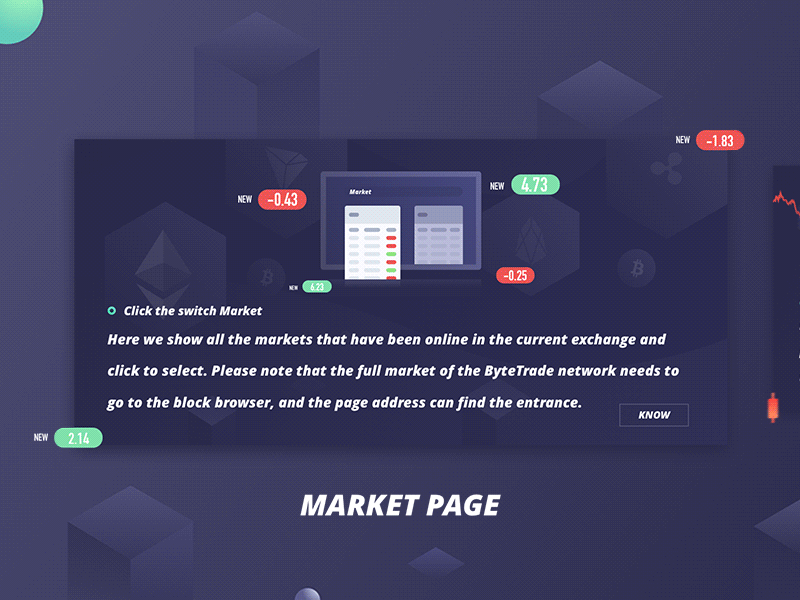 Block chain guidance page. block chain create icon inversion number transaction ui ux web