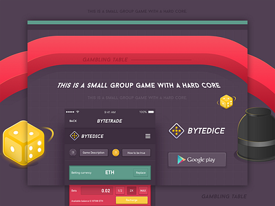 ByteDice Google store download page app dice download gambling table googleplay green red sketch ui 块 设计 页