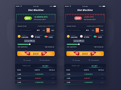 Gambling page black button chain dice green lose number page red sketch ui win