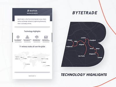 bytetrade Brand design line maps mechanisms newgeneration red route symbiotic system technology highlights ui value circulation hub white 插图 设计 黑色