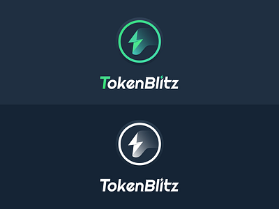 TokenBlitz logo blockchain digital currency game green handle lightning ui 商标 黑色