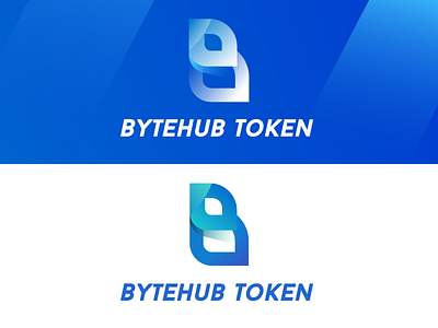 Bytehub token logo b logo blockchain blue combination gradual change logo token 设计