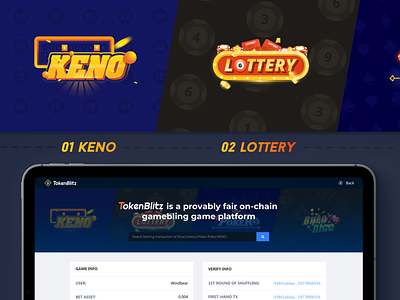 Tokenblitz game banner black blockchain bytedice game input box keno lottery search web