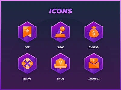 Block Chain Game Icon blockchain dividend game grade gradual change icon invitation setting task ui violet