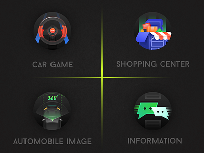 Design of automotive theme Icon blockchain car green icon information shopping ui