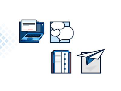 Typical Office - Technology Themed Flat Illustration Set branding enterprise flat icon illustration logo minimal ui ux vector web
